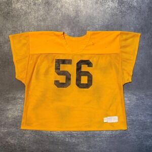 VTG Russell Athletic Mens XL Yellow Mesh Crop Football Jersey Made USA
